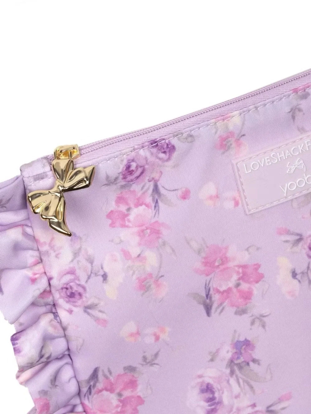 💜🩷🎯 LoveShackFancy x Target Yoobi Happy Thoughts Pencil Case w/Ruffles Hibiscus